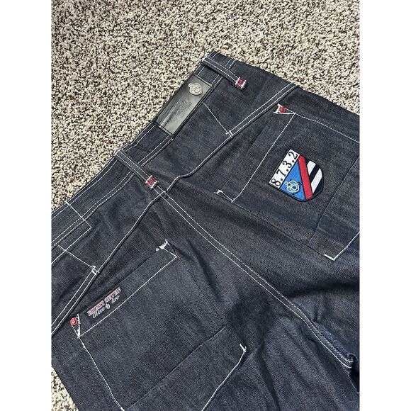 EIGHT 732 Embroidered Men’s 36x13 Baggy Skater Blue Jean Denim Shorts Hip HopYS - Picture 6 of 10